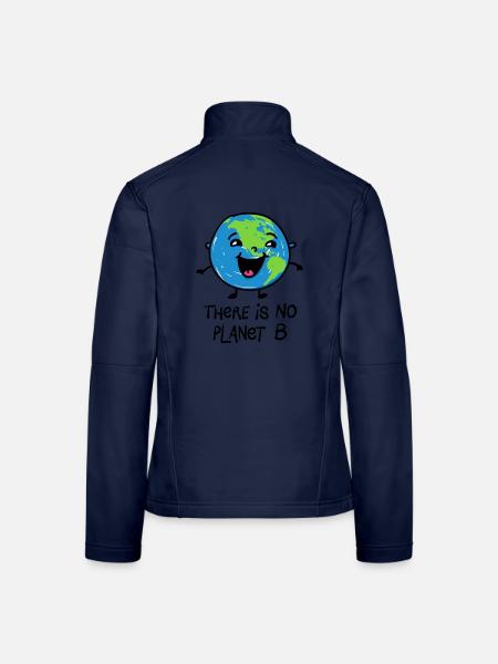 There is no planet B - Cartoon – Erde - Save the p - Frauen Softshelljacke - Navy - Hinten