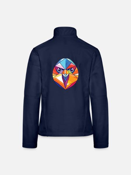 Meisenvogel Buntes Aquarell Tier Illustration - Frauen Softshelljacke - Navy - Hinten