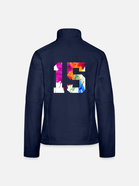 NUMMER 15 JAHRE ALT 15. GEBURTSTAG - Frauen Softshelljacke - Navy - Hinten