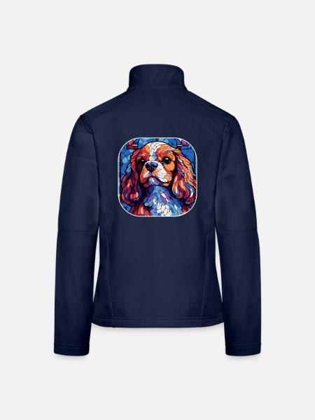 Buntes King Charles Cavalier Hundeaquarell - Frauen Softshelljacke - Navy - Hinten