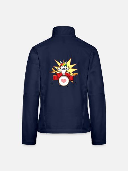 Einhorn Schlagzeug Drums - Frauen Softshelljacke - Navy - Hinten