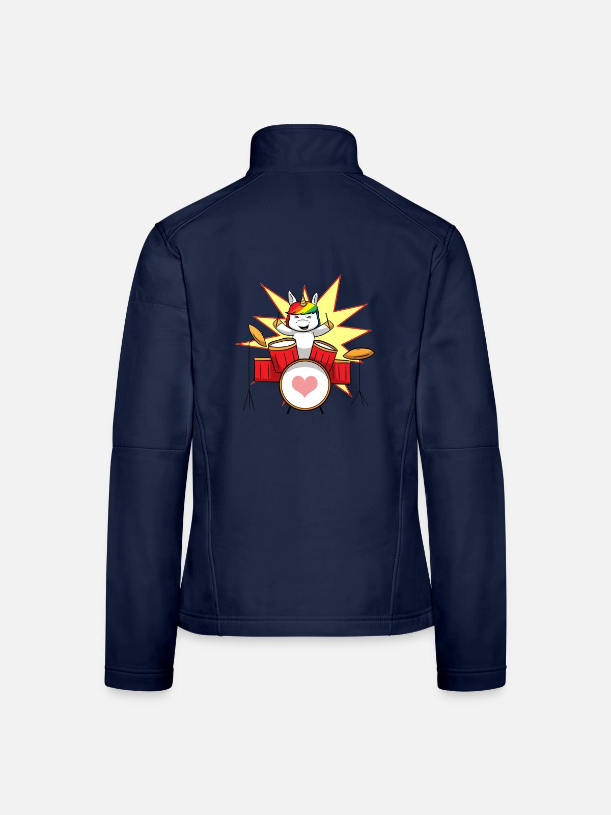 Einhorn Schlagzeug Drums - Frauen Softshelljacke - Navy - Hinten