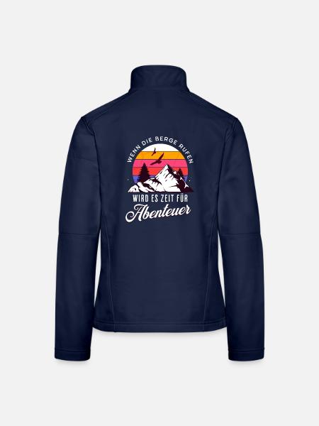 Wenn die Berge rufen wird es Zeit für Abenteuer - Frauen Softshelljacke - Navy - Hinten