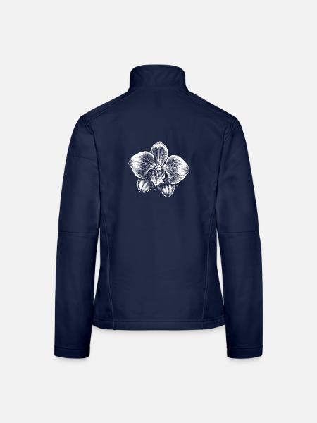 Schwarz-Weiße lineare Orchidee - Frauen Softshelljacke - Navy