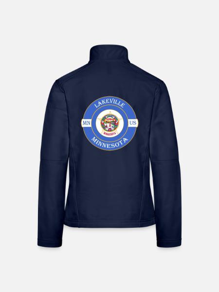 Lakeville Minnesota Flagge USA Reise Souvenir Abzeichen - Frauen Softshelljacke - Navy - Hinten