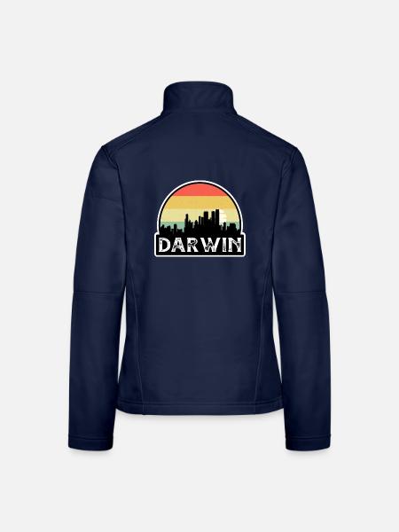Darwin Australien Flagge Skyline Reisesouvenir - Frauen Softshelljacke - Navy - Hinten