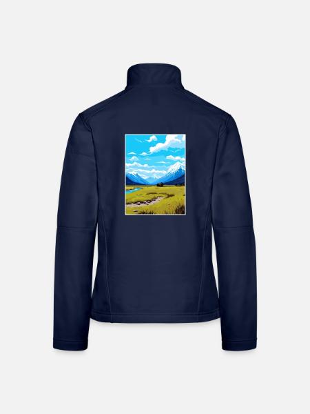 Arthurs Pass Nationalpark Vintage Reiseposter - Frauen Softshelljacke - Navy - Hinten