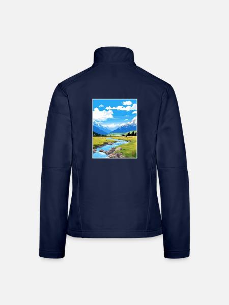 Arthurs Pass Nationalpark Vintage Reiseposter - Frauen Softshelljacke - Navy - Hinten