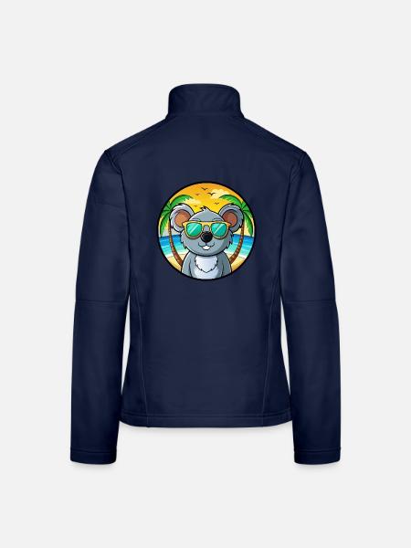 Koala Lustige Cartoon Sommer Strand Sonnenbrille Cool - Frauen Softshelljacke - Navy - Hinten