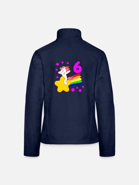 6. Geburtstag Mädchen 6 Sechster Bday Dabbendes Ei - Frauen Softshelljacke - Navy - Hinten