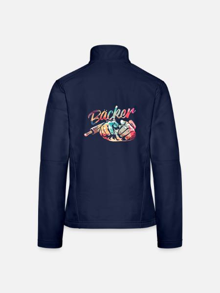 Handfester Bäcker Brotbackkunst - Frauen Softshelljacke - Navy - Hinten