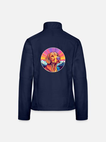 Vizsla Hunderasse Cartoon Kawaii Aquarell - Frauen Softshelljacke - Navy