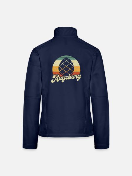 Augsburg Zirbelnuss Retro Fuggerstadt - Frauen Softshelljacke - Navy - Hinten