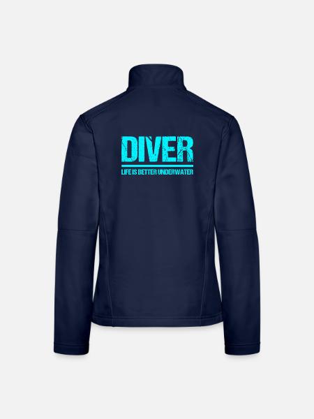 Diver Life Is Better Underwater Tauchen - Frauen Softshelljacke - Navy - Hinten