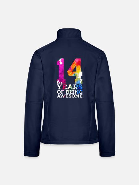14 YEARS OF BEING AWESOME 14. GEBURTSTAG - Frauen Softshelljacke - Navy - Hinten