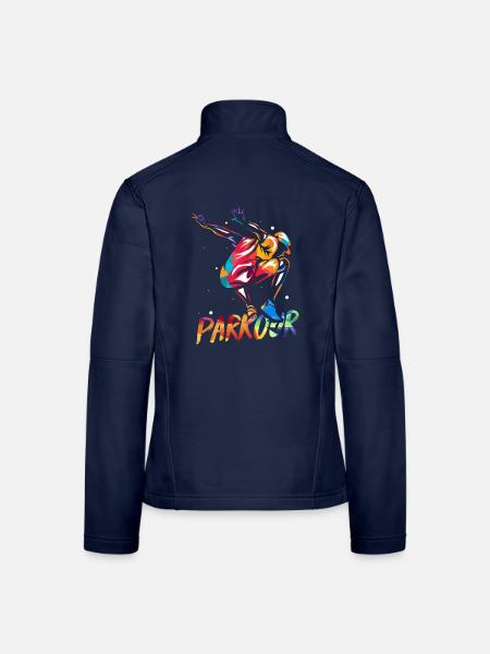 Waghalsiger Parkour Hindernisparcours - Frauen Softshelljacke - Navy - Hinten
