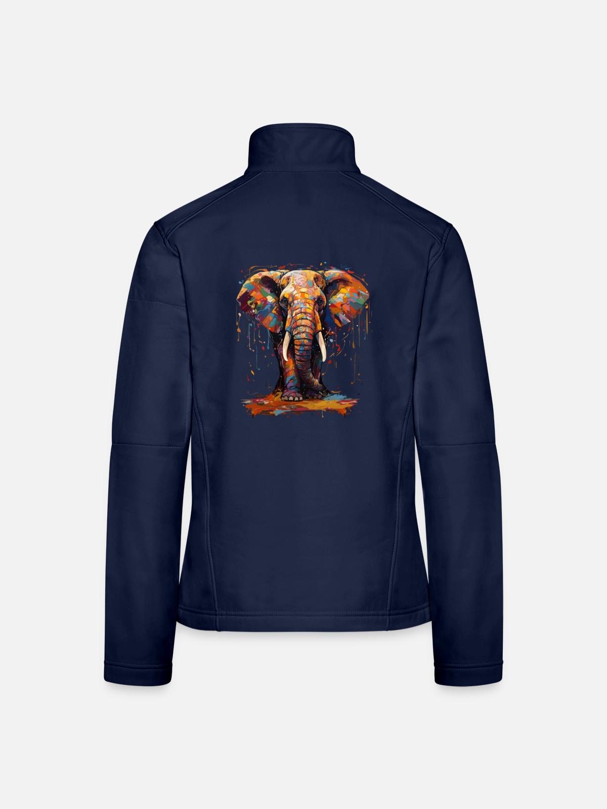 Elephant farbenfroh - Frauen Softshelljacke - Navy - Hinten
