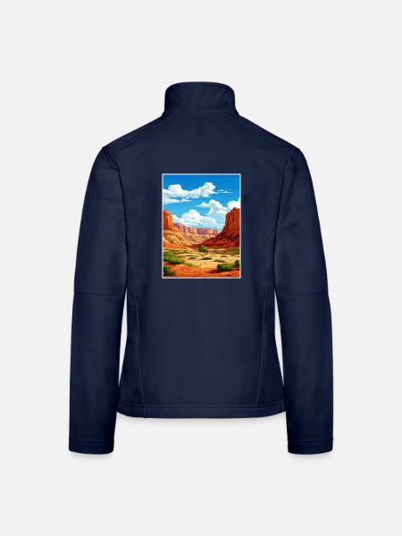 Dinosaurier National Monument Utah Reiseplakat - Frauen Softshelljacke - Navy - Hinten