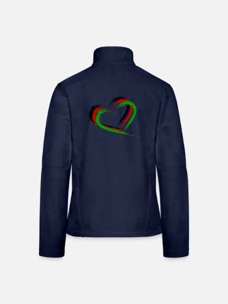 Herz Bürste Afghanistan Flagge Fahne Neu - Frauen Softshelljacke - Navy - Hinten
