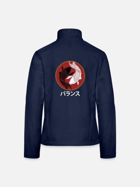 Majestätischer Koi Karpfenteich - Frauen Softshelljacke - Navy - Hinten