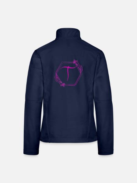 T-Blüten-Monogramm im Hexagon - Frauen Softshelljacke - Navy - Hinten