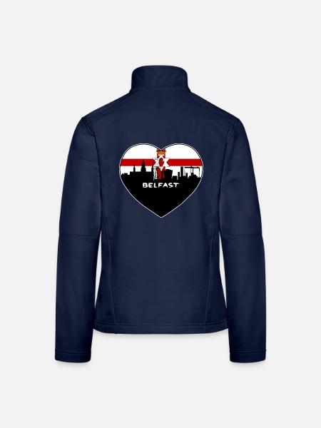 Belfast Nordirland Flagge Skyline Reisen Souve - Frauen Softshelljacke - Navy - Hinten