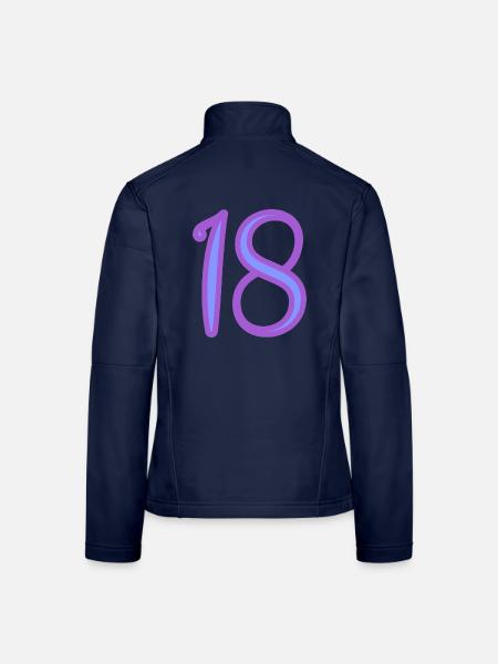 18. 18 ANS. 18e ANNIVERSAIRE. ANNIVERSAIRE 18 ANS. - Veste en tissu softshell Femme - bleu marine