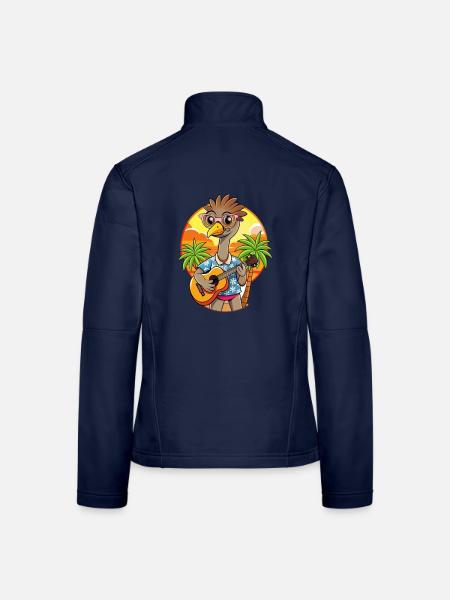 Lustige Straußen-Cartoon-Sommer-Strand-Sonnenbrille - Frauen Softshelljacke - Navy