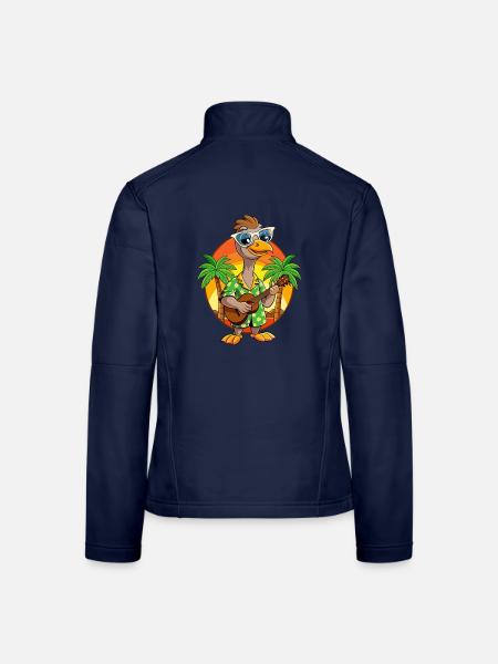 Lustige Straußen-Cartoon-Sommer-Strand-Sonnenbrille - Frauen Softshelljacke - Navy
