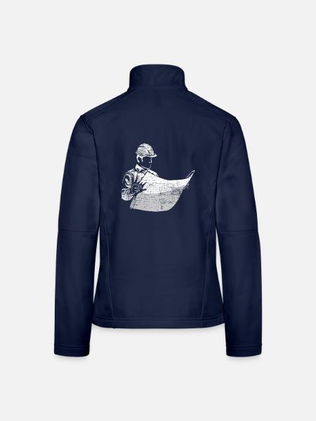 Zuverlässiger Bautechniker Bauplan - Frauen Softshelljacke - Navy - Hinten