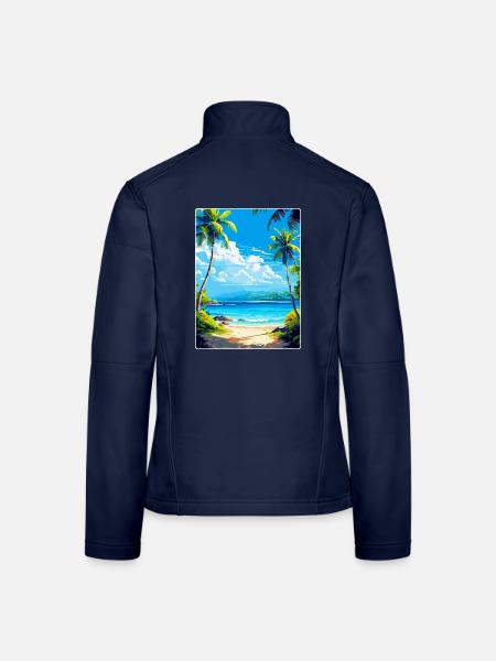 Inseln Karibik Reise Poster Souvenir - Frauen Softshelljacke - Navy - Hinten
