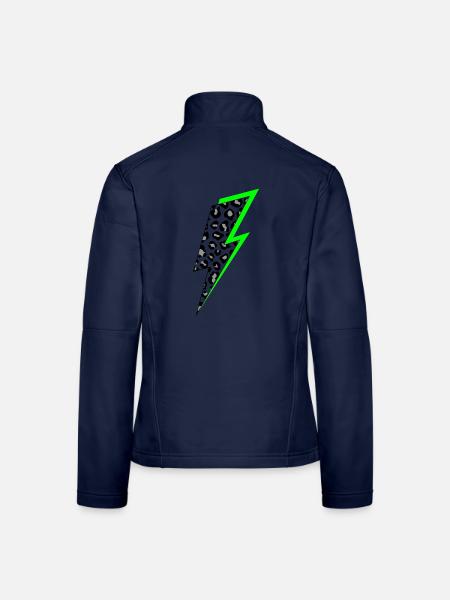 Blitz Leoparden Muster mit Neon Schatten - Frauen Softshelljacke - Navy - Hinten