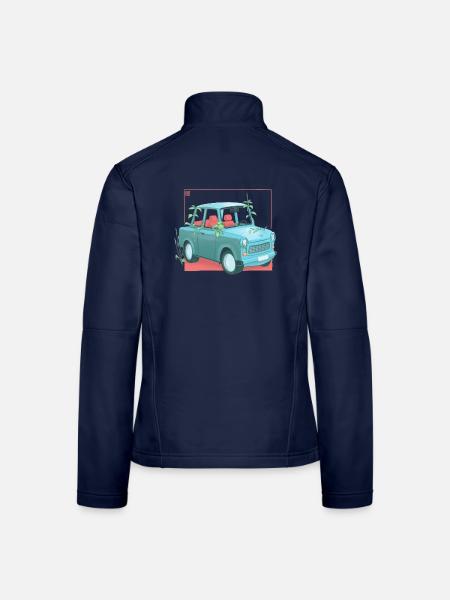 Trabi mit Pflanzen - Frauen Softshelljacke - Navy - Hinten