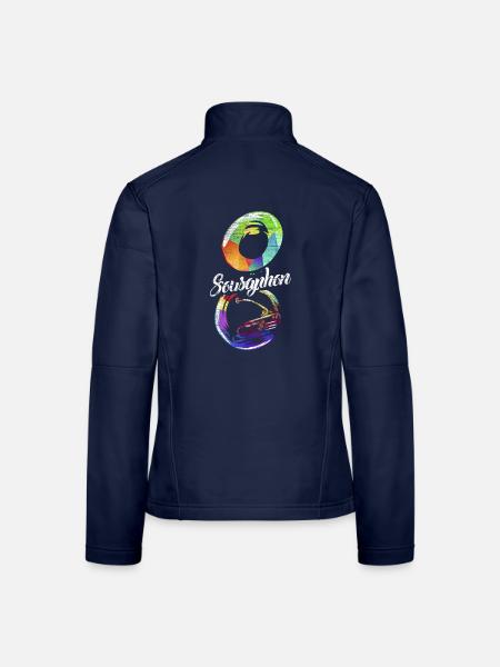 Druckvolles Sousaphon Blaskapelle - Frauen Softshelljacke - Navy - Hinten