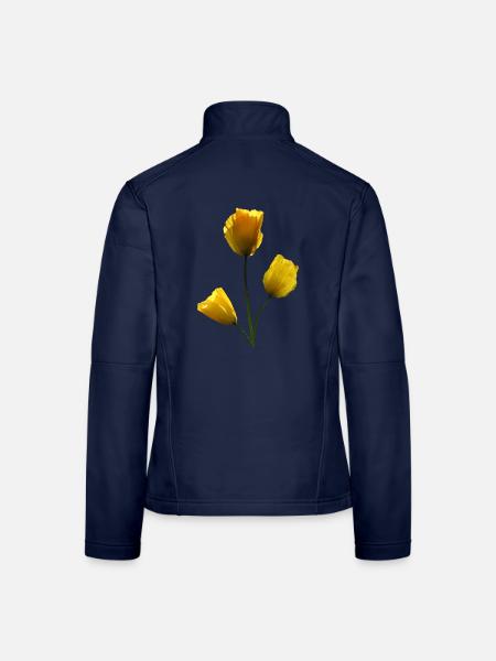 Mohn gelbe Mohnblumen - Frauen Softshelljacke - Navy - Hinten