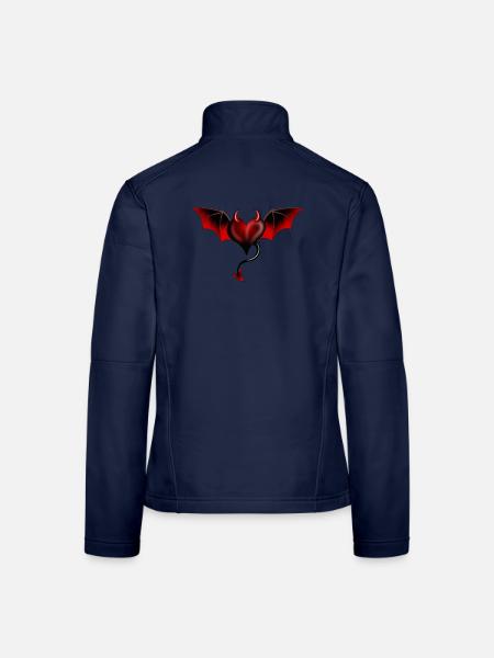 Herz Teufel Satan Luzifer Engel - Frauen Softshelljacke - Navy - Hinten