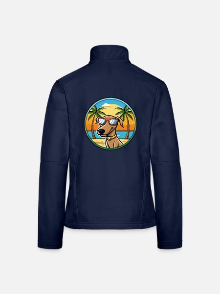 Plott Hound Hund Rasse Cartoon Sonnenbrille Strand - Frauen Softshelljacke - Navy - Hinten
