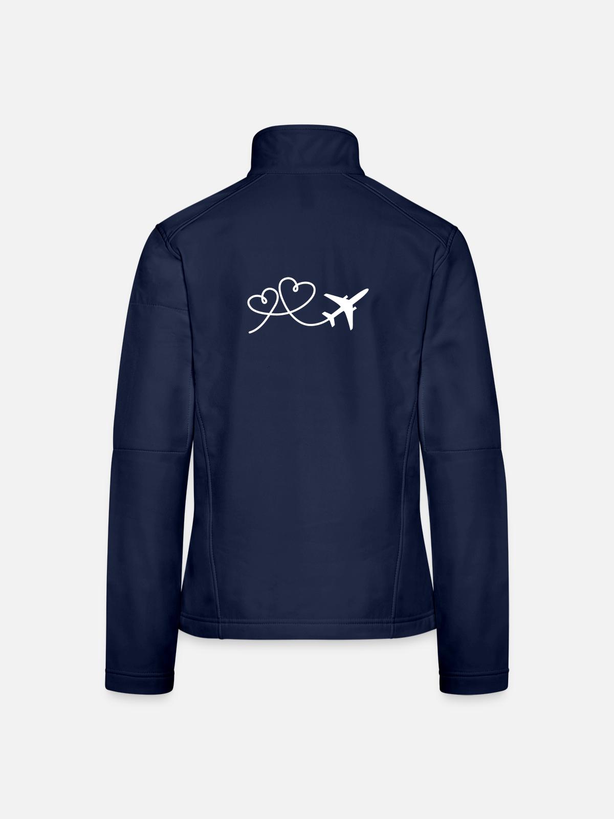 Flugzeug Flieger mit Herz weiß - Frauen Softshelljacke - Navy - Hinten