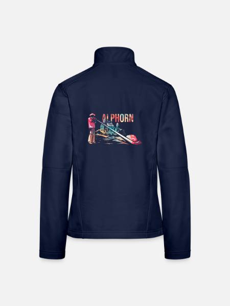Ehrwürdiges Alphorn Trachtenumzug - Frauen Softshelljacke - Navy - Hinten