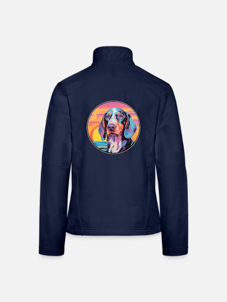 Russischer Harlekin Hund Rasse Bunte Karikatur - Frauen Softshelljacke - Navy - Hinten