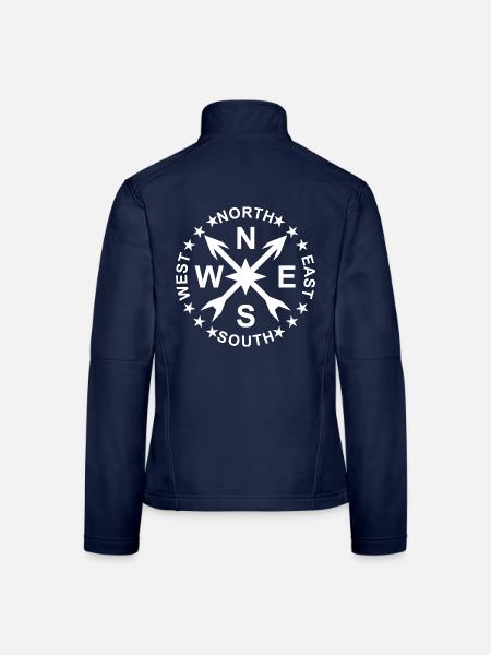 Demin Kompass Rose - Wind Rose - Frauen Softshelljacke - Navy - Hinten