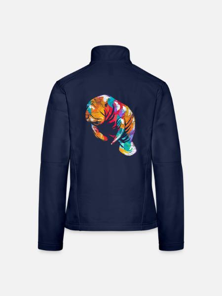 Gelassene Dugong Seegrasfresser - Frauen Softshelljacke - Navy - Hinten