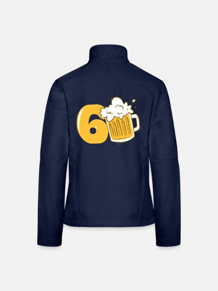 60 Years Old Beer Fan Birthday Gift Men - Women's Softshell Jacket - navy - Back