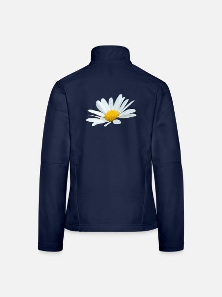 Margerite Gänseblume weiße Blume Margeriten - Frauen Softshelljacke - Navy - Hinten