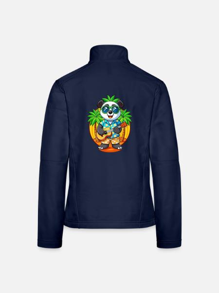 Lustige Panda Sommer Strand Sonnenbrille Hawaiianisch - Frauen Softshelljacke - Navy - Hinten