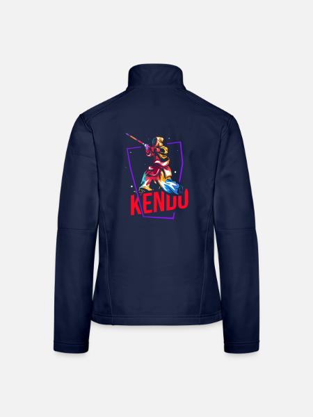 Disziplinierter Kendo Schwertkampf - Frauen Softshelljacke - Navy - Hinten