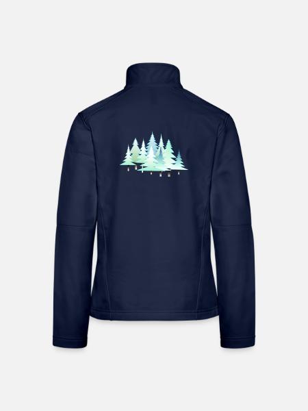 Weihnachten Winter Tannen Winterlandschaft Wald - Frauen Softshelljacke - Navy - Hinten