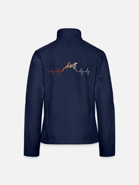 Fahrrad Radsport Herzschlag Berg Vintage Wandern - Frauen Softshelljacke - Navy