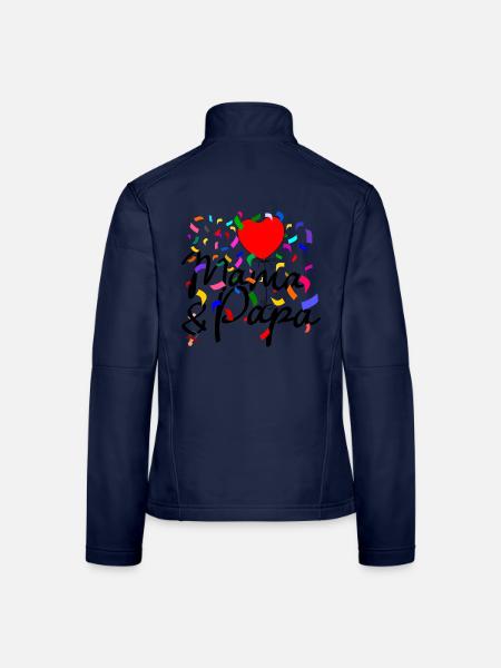 Mama und Papa Konfetti - Frauen Softshelljacke - Navy - Hinten