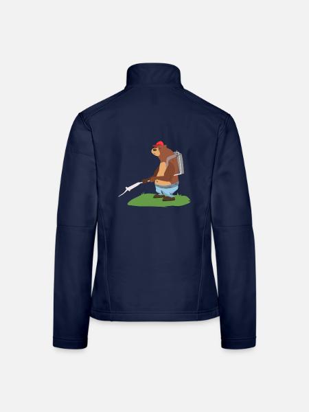 Tatkräftiger Kammerbär Schädlingsjagd - Frauen Softshelljacke - Navy - Hinten